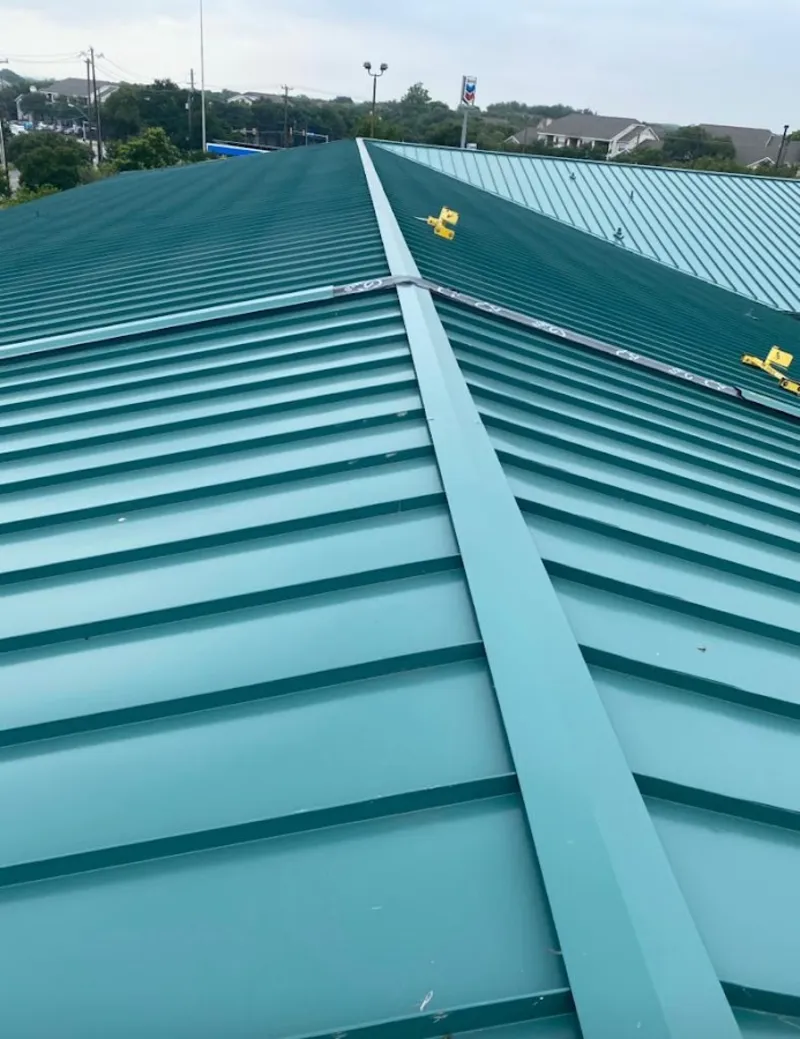 Green commercial metal roof ridge and valley for Metal Roof Repair in Fort Belvoir